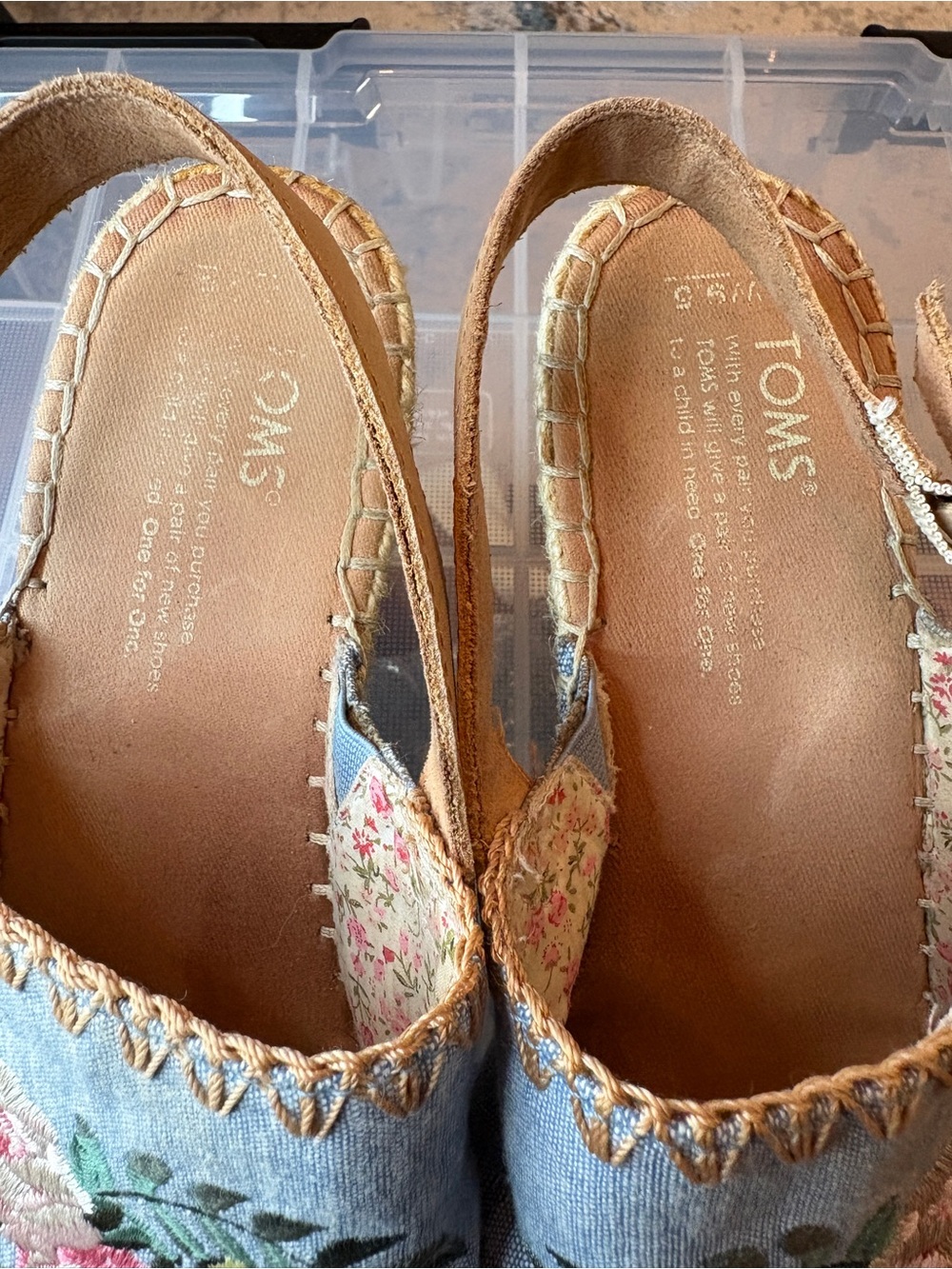 Toms Light Blue Denim Embroidered Wedge Sandals with Brown Straps | SIZE 10 0002 - Picture 5 of 6